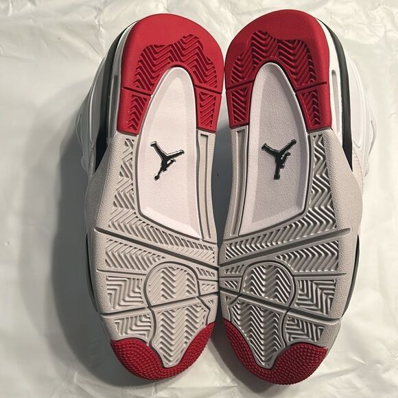 Air Jordan 4 RM Red & White Kids Leather Sneaker(Size 5.5Y) - Picture 9 of 12